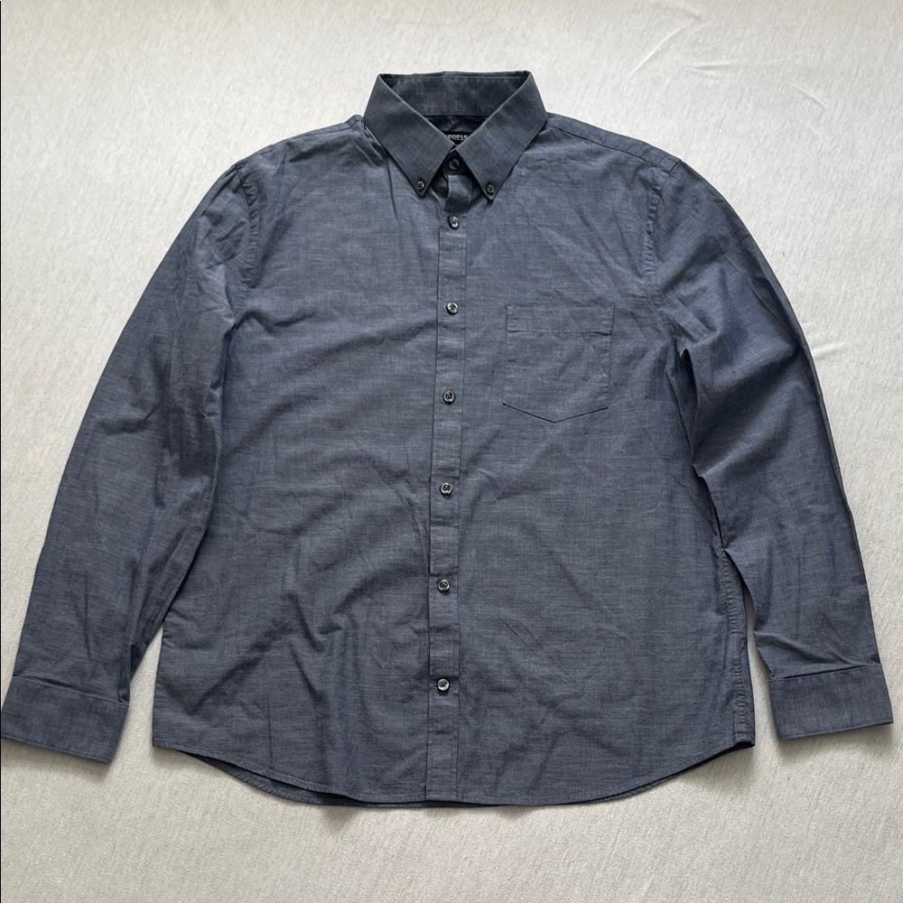 NWOT Express Men's Blue Button-Down Shirt, size L